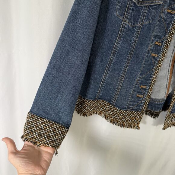 Coldwater Creek Denim Jacket Women's P12 Dark Wash Denim Button Up Cotton Blend - Picture 5 of 11